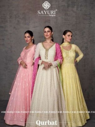 sayuri designer qurbat real georgette gown with embroidered work