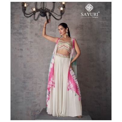 Sayuri Presents Kashvi 5466 Series Indo Western Dress White 5467