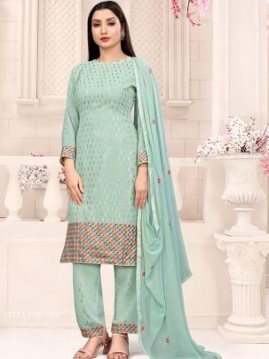 sea green georgette sequence embroidered work semi stitched suit 