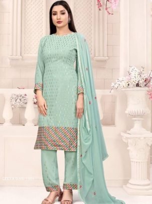 sea green georgette sequence embroidered work semi stitched suit