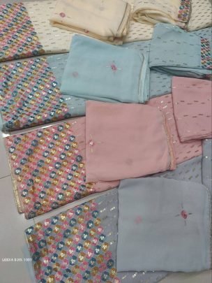 sea green georgette sequence embroidered work semi stitched suit