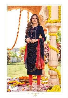 Selesta Brand Shehnaaz Pure Chinon Neck Work Kurtis Set
