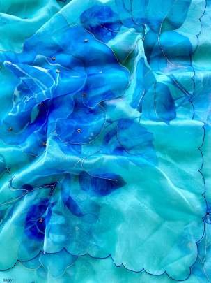 Semi Organza Handcraft Work Saree With Printed Organza Blouse