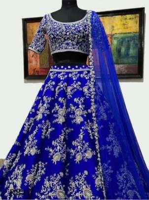 Semi Stitched Bangalori Silk Lehenga Choli With Embroidered Work