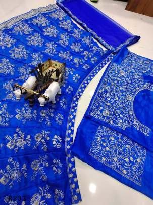 Semi Stitched Bangalori Silk Lehenga Choli With Embroidered Work