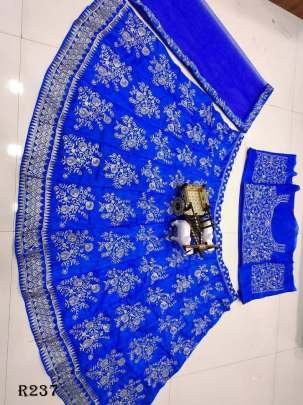 Semi Stitched Bangalori Silk Lehenga Choli With Embroidered Work