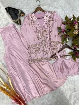 Sequence Embroidery Work Koti blazer With Palazzo