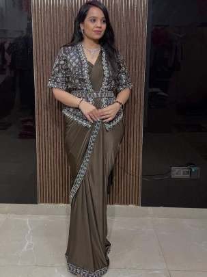 Sequence Embroidery Work  Ready To Wear Saree With Belt