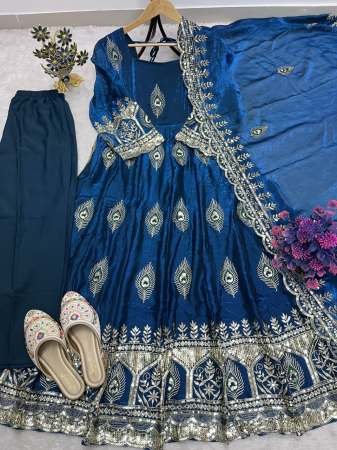 Sequence Work Blue Colour Anarkali Suit