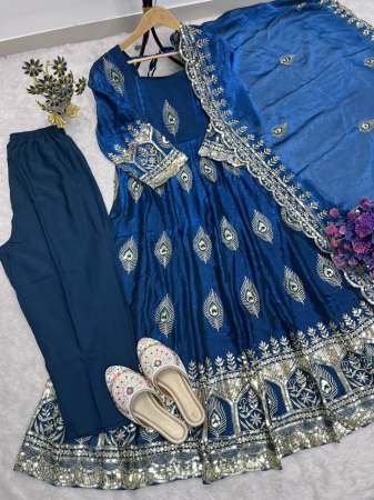 Sequence Work Blue Colour Anarkali Suit