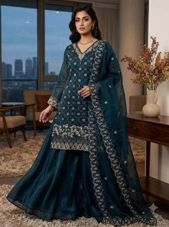 Sequence  Work Blue Colour Palazzo Suit