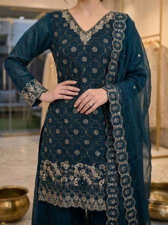 Sequence  Work Blue Colour Palazzo Suit