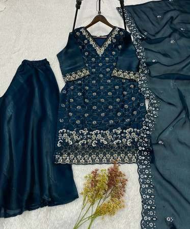 Sequence  Work Blue Colour Palazzo Suit