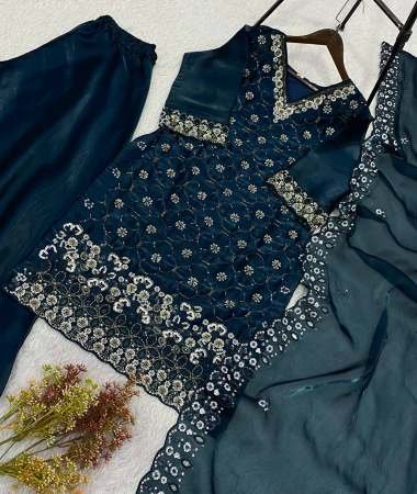 Sequence  Work Blue Colour Palazzo Suit