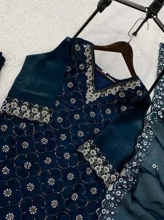 Sequence  Work Blue Colour Palazzo Suit