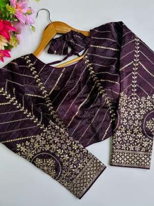 Sequence Work Brown Colour Ready Made  Blouse
