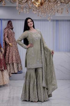 Sequence Work  Golden Gharara Suit