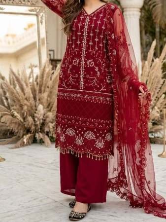 Sequence Work  Maroon Colour Palazzo Suit