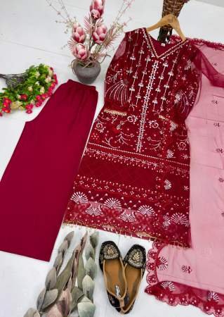 Sequence Work  Maroon Colour Palazzo Suit