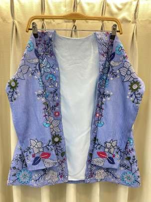 Sequence Work Shiny Hen Blue Koti With Gown