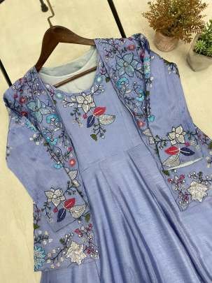 Sequence Work Shiny Hen Blue Koti With Gown