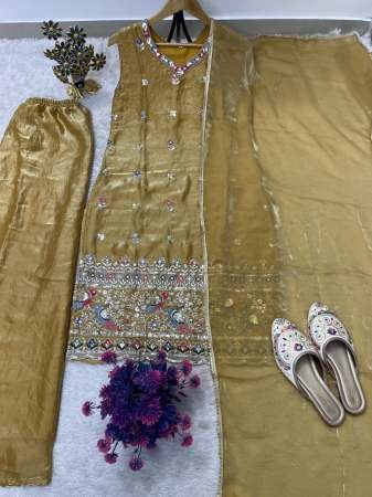 Sequence Work Yellow Colour Palazzo Suit