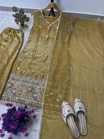 Sequence Work Yellow Colour Palazzo Suit