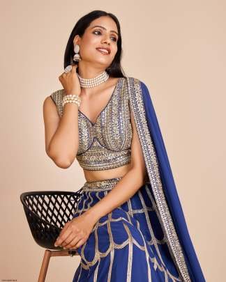Light Blue Embroidery Work Georgette Lehenga Choli