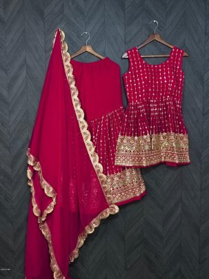 Sequins Work Faux Georgette Readymade Kurtis Gharara