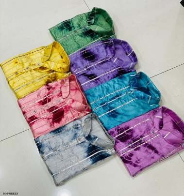 Shibori Patterned Silk Green Color Kurta with Crochet Design