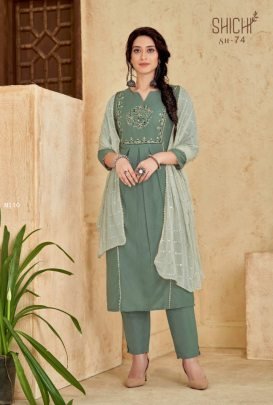 Shichi Fanaa Self Pattern Chinon Kurtis With Bottom Dupatta 