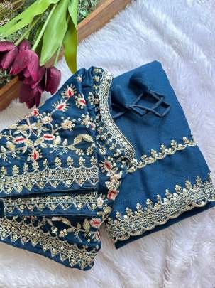 Shining Rama Georgette Fabric Saree