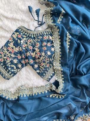 Shining Rama Georgette Fabric Saree