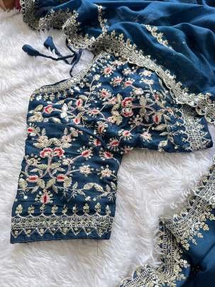 Shining Rama Georgette Fabric Saree