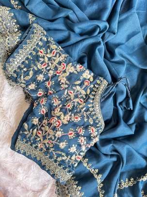 Shining Rama Georgette Fabric Saree