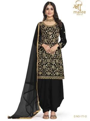 Shreematee Fashion Presents Real Mirror Work Black Patiala Suit 171