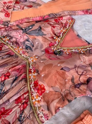SIFRA  Chinon Soft  With Digital Lily party  wear Aliya cut Dresses Dupatta pant