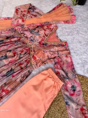 SIFRA  Chinon Soft  With Digital Lily party  wear Aliya cut Dresses Dupatta pant