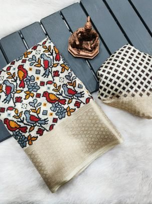 Silk Touch Sparrow Double Printed Dola Silk Saree