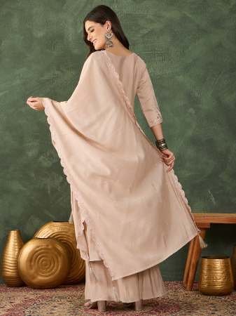 Silk With Lining  Beige Colour Kurti Pant With Dupatta