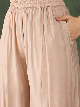 Silk With Lining  Beige Colour Kurti Pant With Dupatta