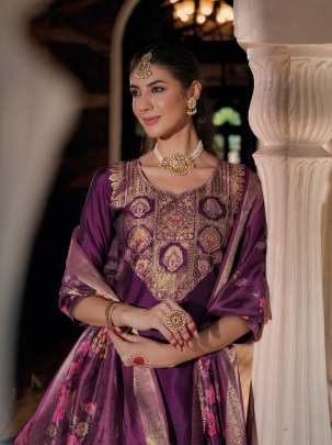 Silkyness 3 Branded And Gorgeous Handwork Organza Jacquard Kurtis Set