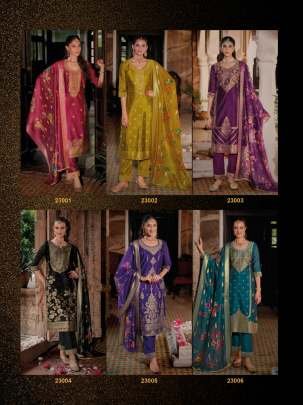 Silkyness 3 Purple Branded And Gorgeous Handwork Organza Jacquard Kurtis Set