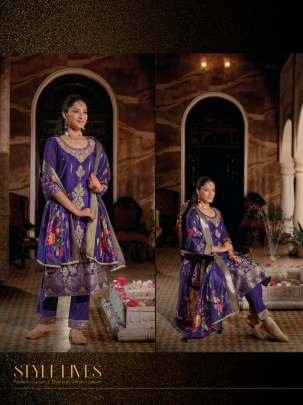 Silkyness 3 Purple Branded And Gorgeous Handwork Organza Jacquard Kurtis Set