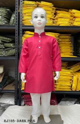 Silver Weave Kids Festive Dark Pink Kurta Pajama Set