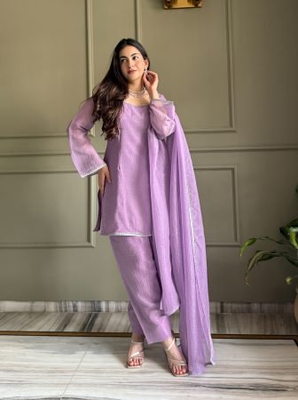 Simple And  Beautiful Lavender Farshi Salwar Suit 