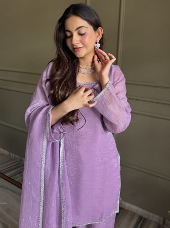 Simple And  Beautiful Lavender Farshi Salwar Suit