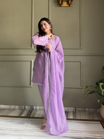 Simple And  Beautiful Lavender Farshi Salwar Suit