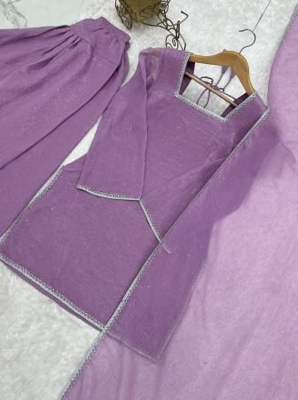Simple And  Beautiful Lavender Farshi Salwar Suit