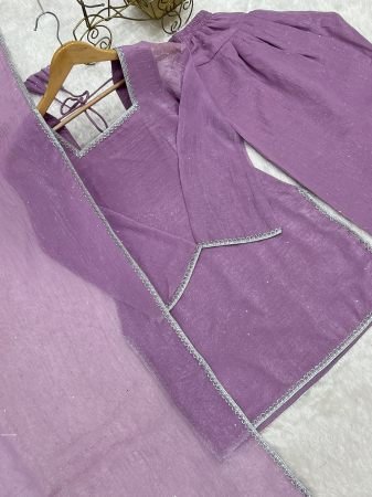 Simple And  Beautiful Lavender Farshi Salwar Suit
